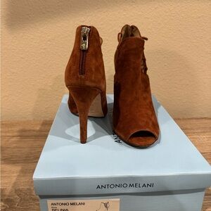ANTONIO MELANI Rust Suede Heeled Boots